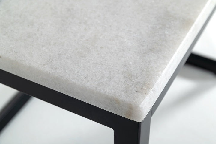 Modrest Baca White Marble & Black Metal End Table - MONAVILLA