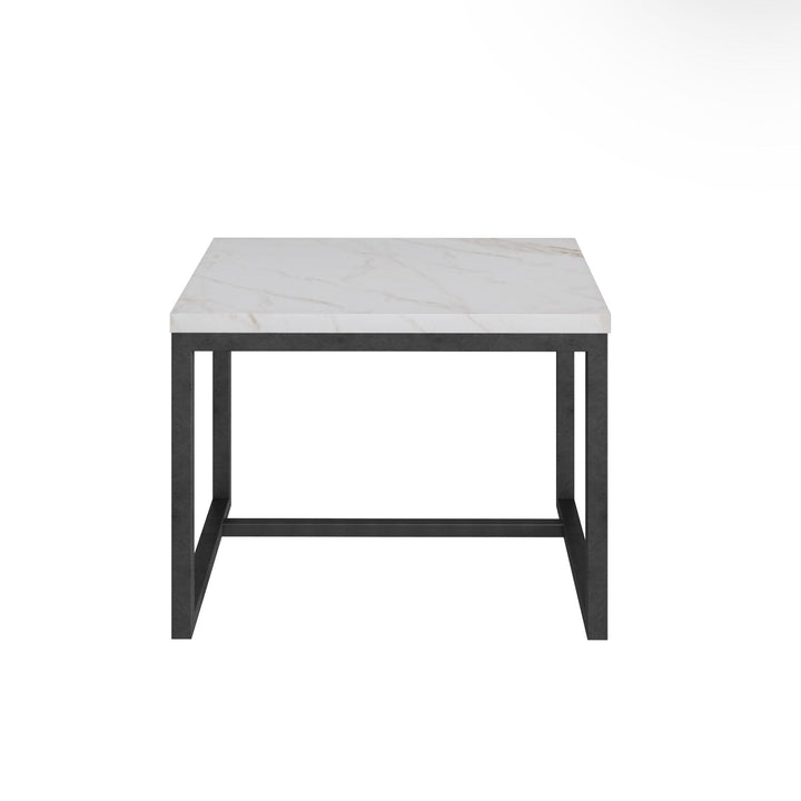 Modrest Baca White Marble & Black Metal End Table - MONAVILLA