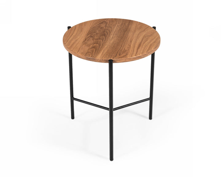 Modrest Bacone Industrial Oak and Black Iron End Table - MONAVILLA