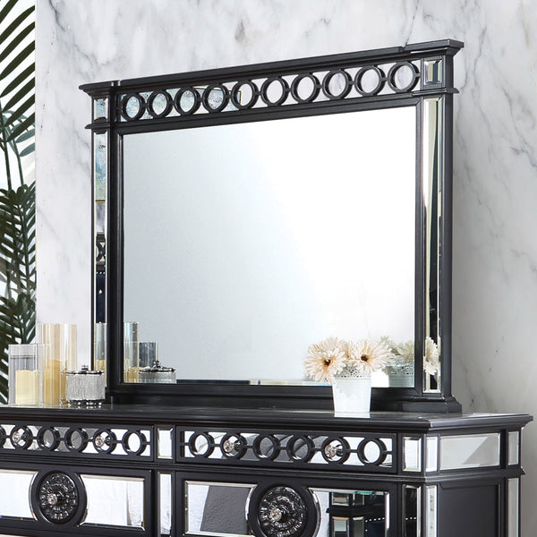 ACME Varian II Black Velvet & BLACK & Sliver FINISH Mirror Model BD00586 - MONAVILLA