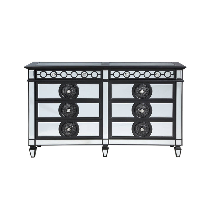 ACME Varian II Black Velvet & BLACK & Sliver FINISH Dresser Model BD00587 - MONAVILLA