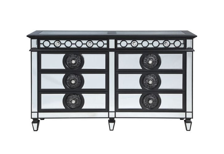 ACME Varian II Black Velvet & BLACK & Sliver FINISH Dresser Model BD00587 - MONAVILLA