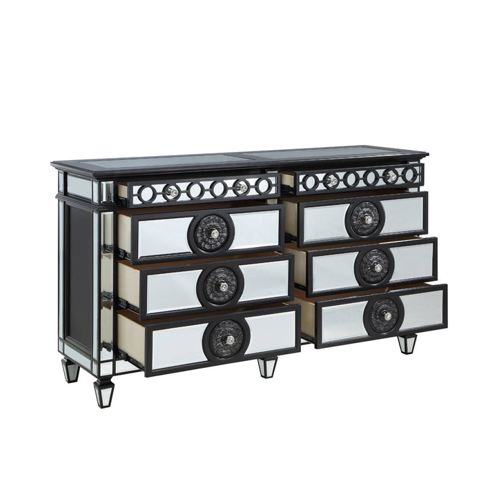 ACME Varian II Black Velvet & BLACK & Sliver FINISH Dresser Model BD00587 - MONAVILLA