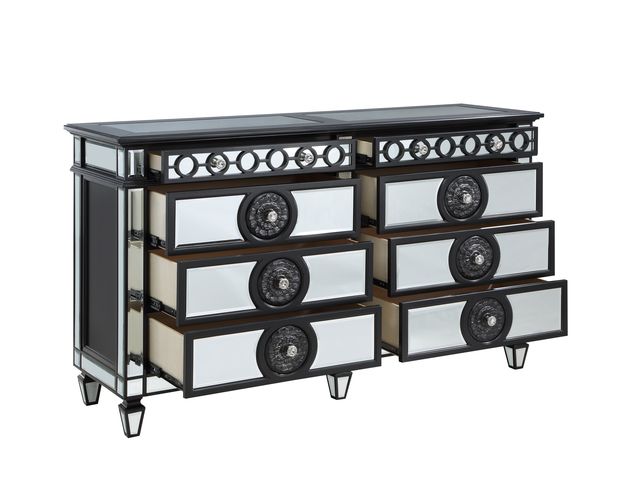 ACME Varian II Black Velvet & BLACK & Sliver FINISH Dresser Model BD00587 - MONAVILLA