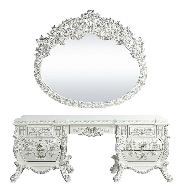 ACME Vanaheim Antique White Finish Vanity Desk Model BD00674 - MONAVILLA