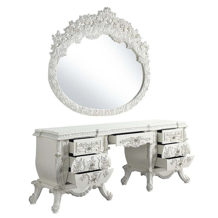 ACME Vanaheim Antique White Finish Vanity Desk Model BD00674 - MONAVILLA