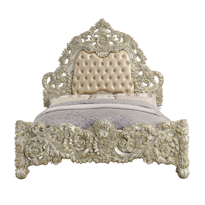 ACME Sorina PU & Antique Gold Finish Bed Model BD01241 - MONAVILLA