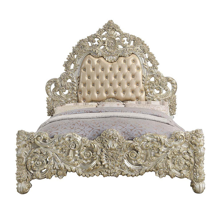 ACME Sorina PU & Antique Gold Finish Bed Model BD01241 - MONAVILLA