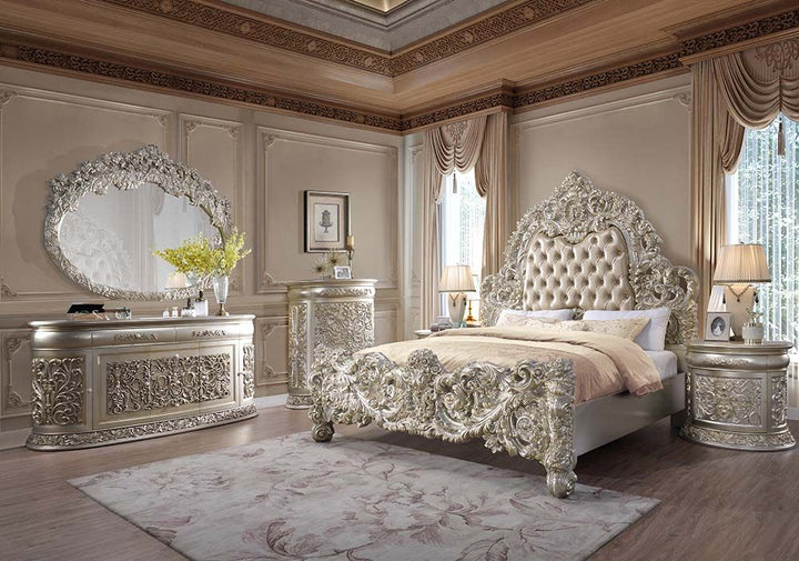 ACME Sorina PU & Antique Gold Finish Bed Model BD01241 - MONAVILLA