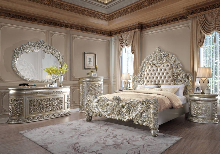 ACME Sorina PU & Antique Gold Finish Bed Model BD01241 - MONAVILLA