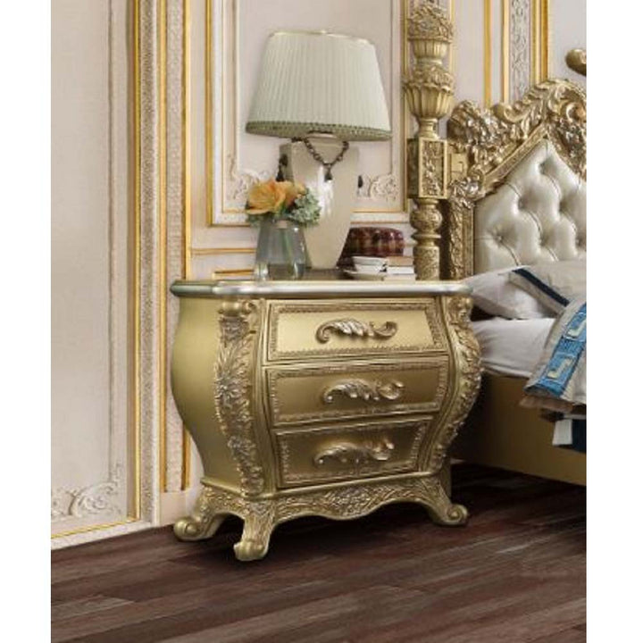 ACME Cabriole Gold Finish Cabriole Nightstand Model BD01464 - MONAVILLA