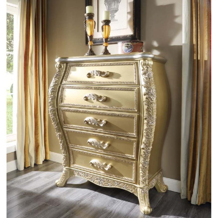 ACME Cabriole Gold Finish Cabriole Chest Model BD01467 - MONAVILLA