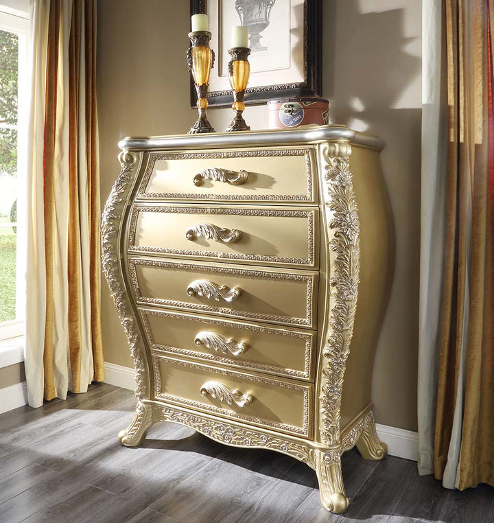 ACME Cabriole Gold Finish Cabriole Chest Model BD01467 - MONAVILLA
