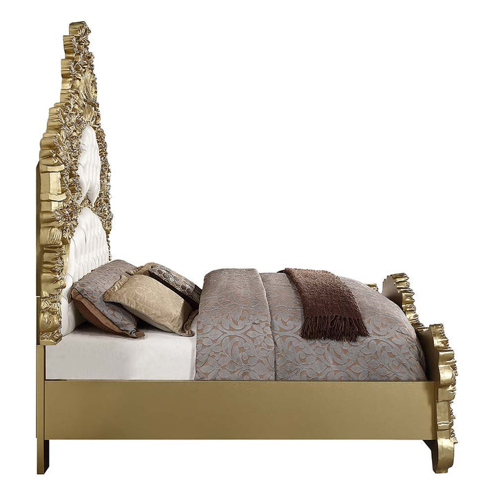 ACME Bernadette White PU & Gold Finish Bernadette Bed Model BD01474 - MONAVILLA