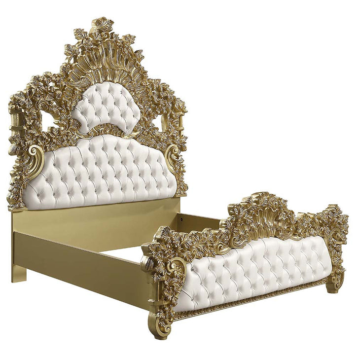 ACME Bernadette White PU & Gold Finish Bernadette Bed Model BD01474 - MONAVILLA