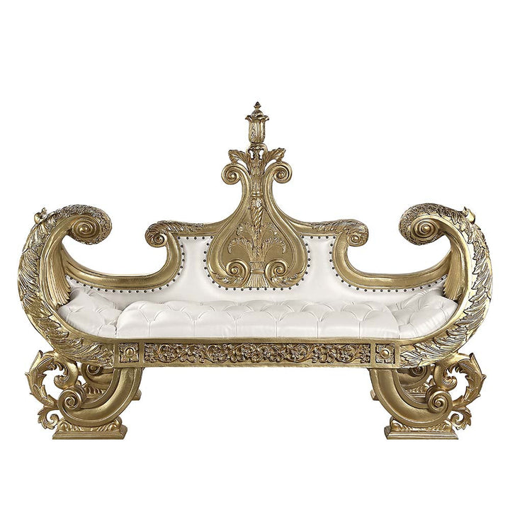 ACME Bernadette White PU & Gold Finish Bernadette Bench Model BD01480 - MONAVILLA
