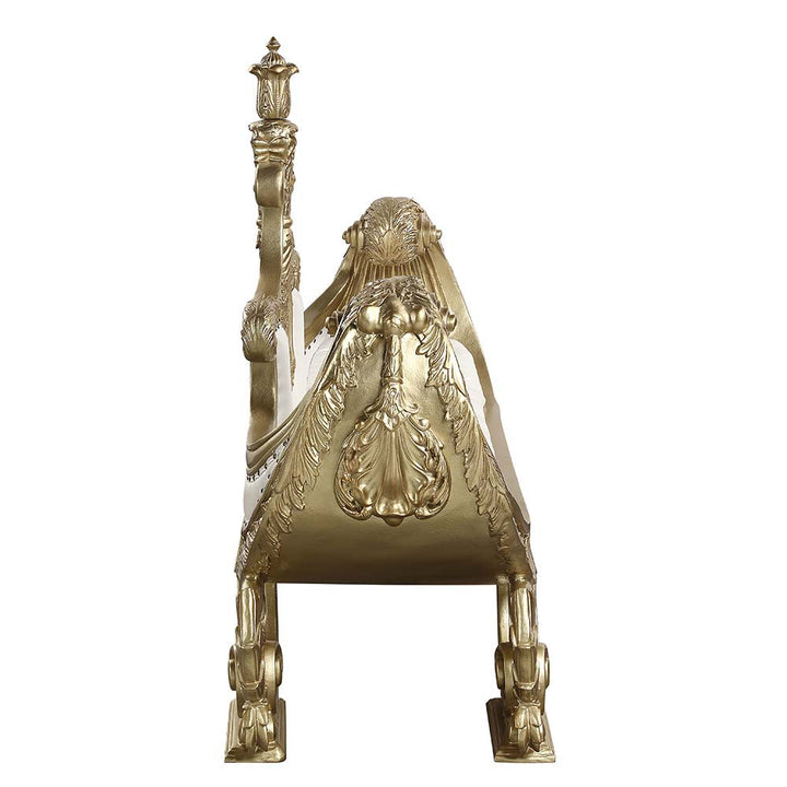 ACME Bernadette White PU & Gold Finish Bernadette Bench Model BD01480 - MONAVILLA