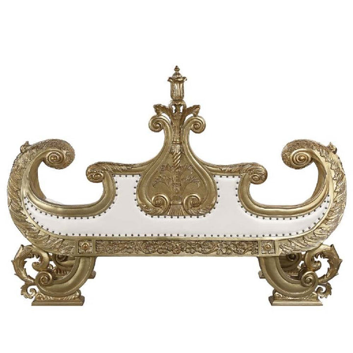 ACME Bernadette White PU & Gold Finish Bernadette Bench Model BD01480 - MONAVILLA