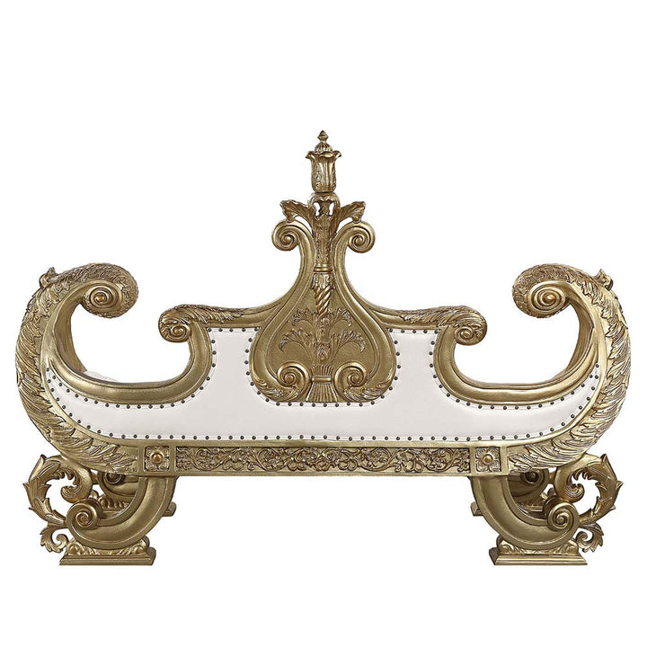ACME Bernadette White PU & Gold Finish Bernadette Bench Model BD01480 - MONAVILLA