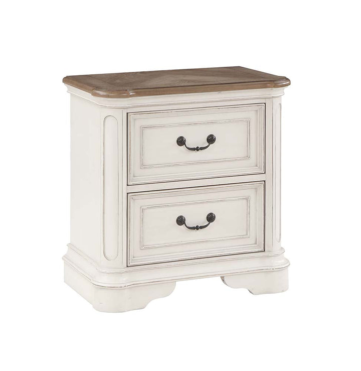 ACME Florian Gray Fabric & Antique White Finish Florian Nightstand Model BD01649 - MONAVILLA