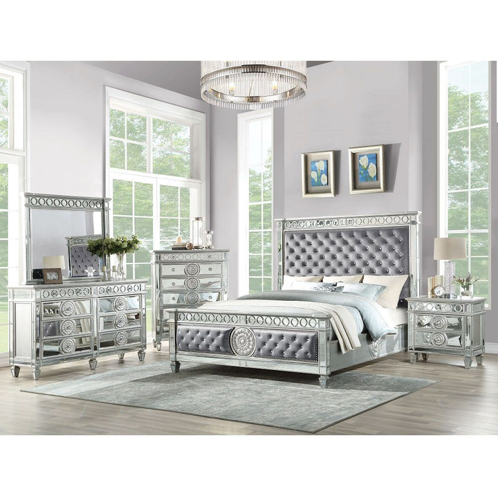 ACME Varian Gray Velvet & Mirrored Queen Bed Model BD02303Q - MONAVILLA