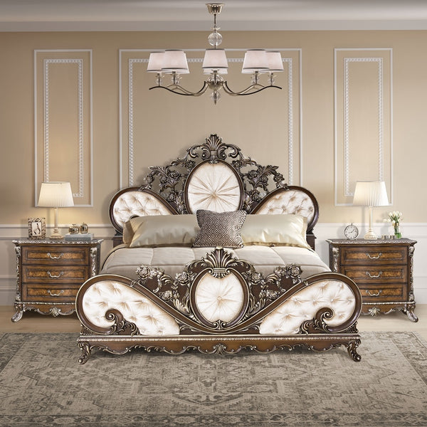 ACME Devany Cream/Cherry Eastern King Bed Model BD03061EK