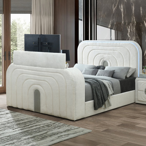 ACME Shelyn EK Bed w/LED, TV Cabinet, Fireplace & Bluetooth Model BD04751EK