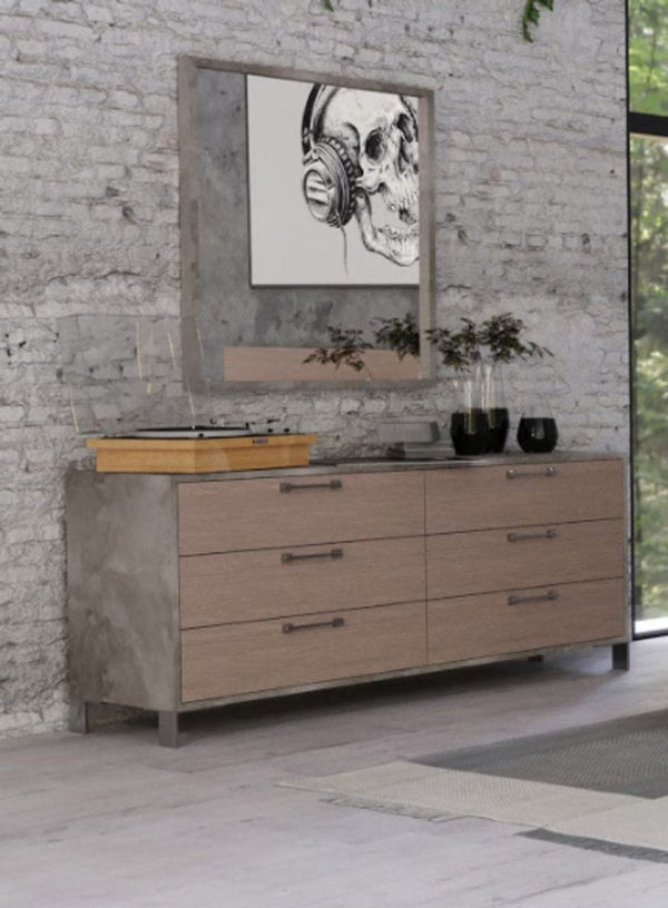 Nova Domus Boston Modern Brown Oak & Brushed Stainless Steel Dresser - MONAVILLA