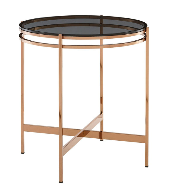 Modrest Bradford Modern Smoked Glass & Rosegold Small End Table - MONAVILLA