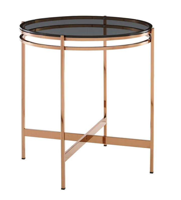 Modrest Bradford Modern Smoked Glass & Rosegold Small End Table - MONAVILLA