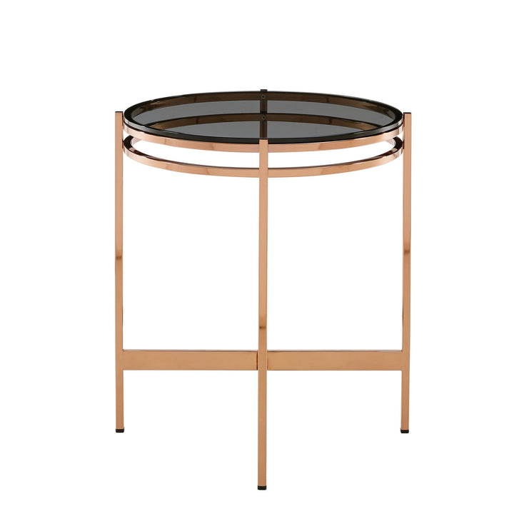 Modrest Bradford Modern Smoked Glass & Rosegold Small End Table - MONAVILLA