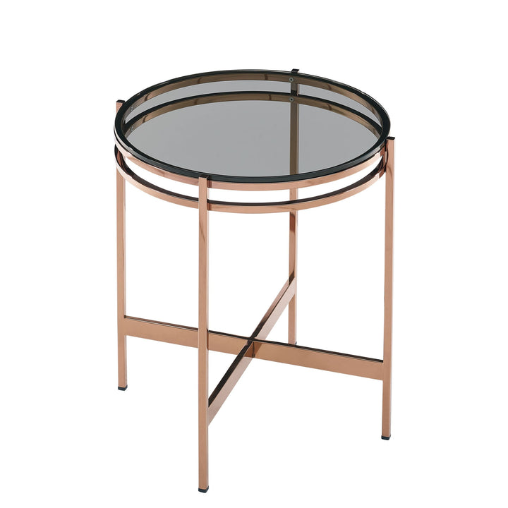 Modrest Bradford Modern Smoked Glass & Rosegold Small End Table - MONAVILLA