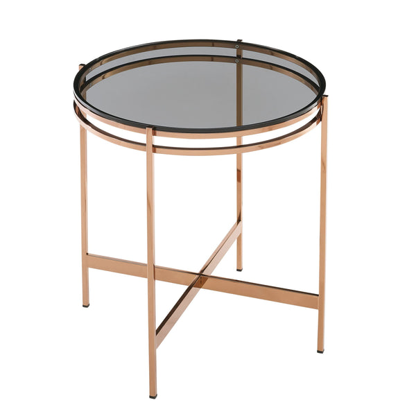 Modrest Bradford Modern Smoked Glass & Rosegold End Table - MONAVILLA