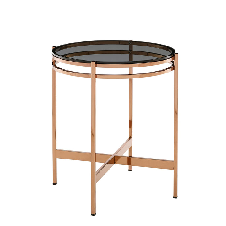 Modrest Bradford Modern Smoked Glass & Rosegold End Table - MONAVILLA