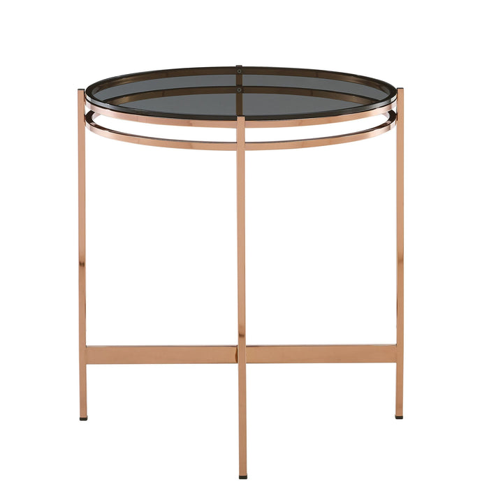 Modrest Bradford Modern Smoked Glass & Rosegold End Table - MONAVILLA