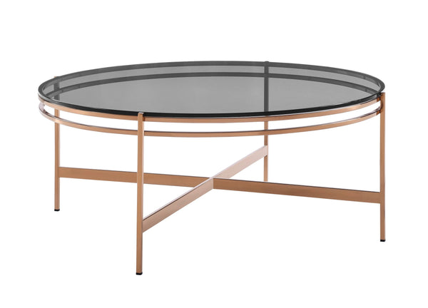 Modrest Bradford Modern Smoked Glass & Rosegold Coffee Table - MONAVILLA