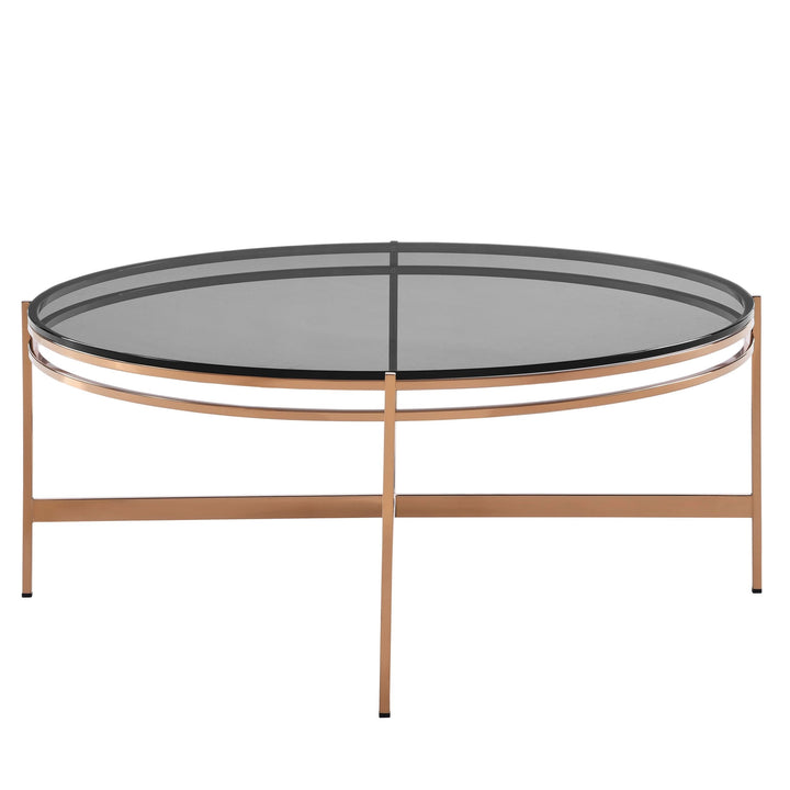 Modrest Bradford Modern Smoked Glass & Rosegold Coffee Table - MONAVILLA
