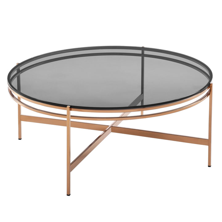 Modrest Bradford Modern Smoked Glass & Rosegold Coffee Table - MONAVILLA