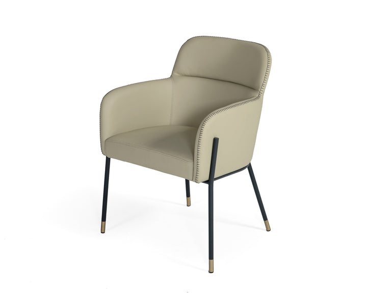 Modrest Brady Modern Black Metal & Greige Vegan Leather Dining Chair - MONAVILLA