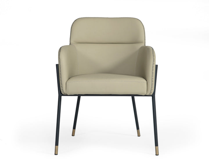Modrest Brady Modern Black Metal & Greige Vegan Leather Dining Chair - MONAVILLA