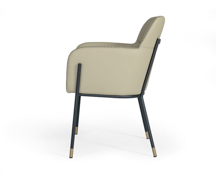 Modrest Brady Modern Black Metal & Greige Vegan Leather Dining Chair - MONAVILLA