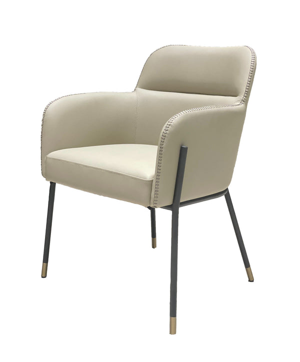 Modrest Brady Modern Black Metal & Greige Vegan Leather Dining Chair - MONAVILLA