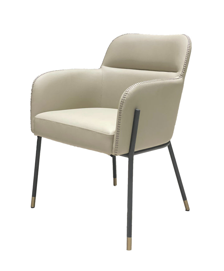 Modrest Brady Modern Black Metal & Greige Vegan Leather Dining Chair - MONAVILLA