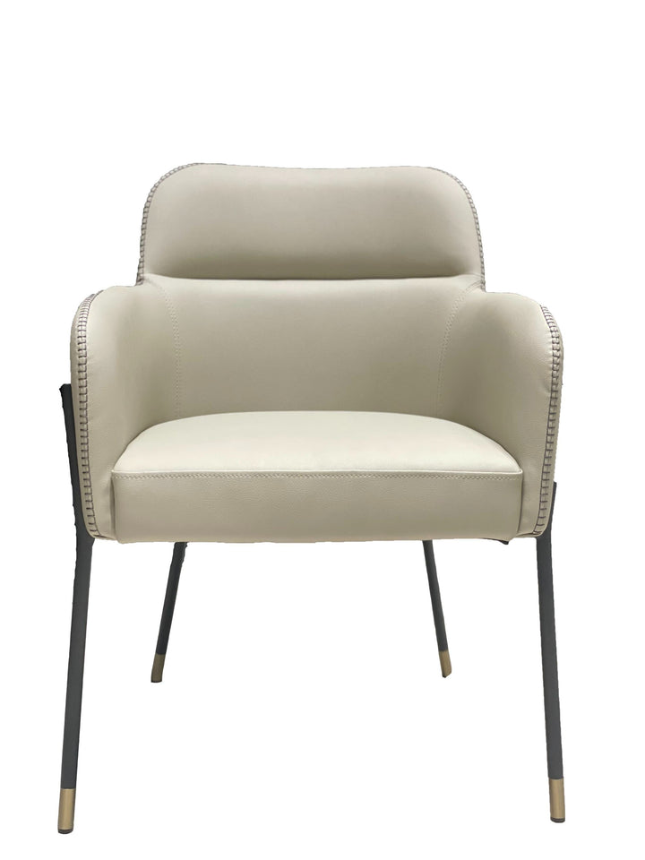 Modrest Brady Modern Black Metal & Greige Vegan Leather Dining Chair - MONAVILLA