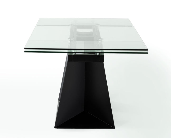 Modrest Bronwin Modern Glass & Black Metal Extendable Dining Table - MONAVILLA