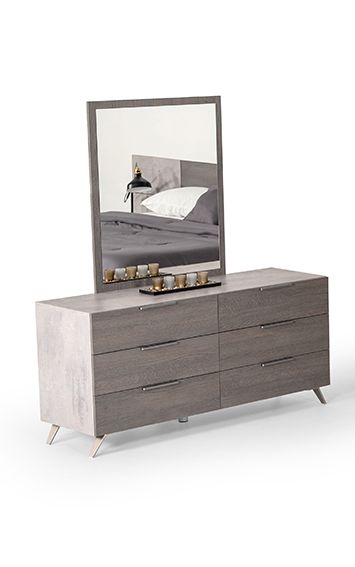 Nova Domus Bronx Italian Modern Faux Concrete & Grey Dresser & Mirror Set - MONAVILLA