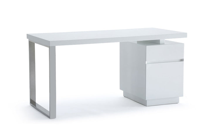 Modrest Carson Modern White & Stainless Steel Desk - MONAVILLA