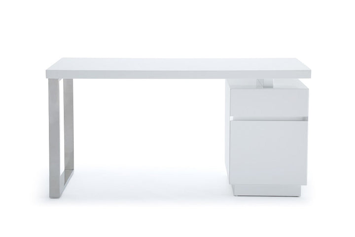 Modrest Carson Modern White & Stainless Steel Desk - MONAVILLA