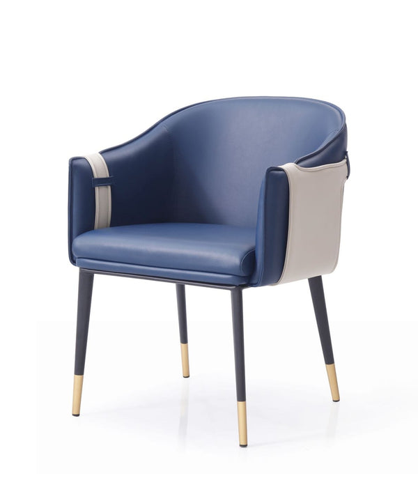 Modrest Calder Blue & Beige Bonded Leather Dining Chair - MONAVILLA