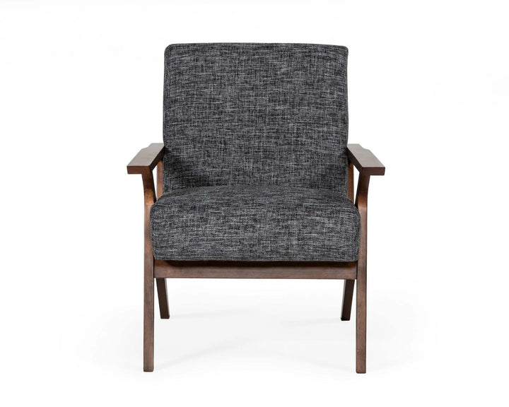 Modrest Candea Mid Century Walnut and Grey Accent Chair - MONAVILLA